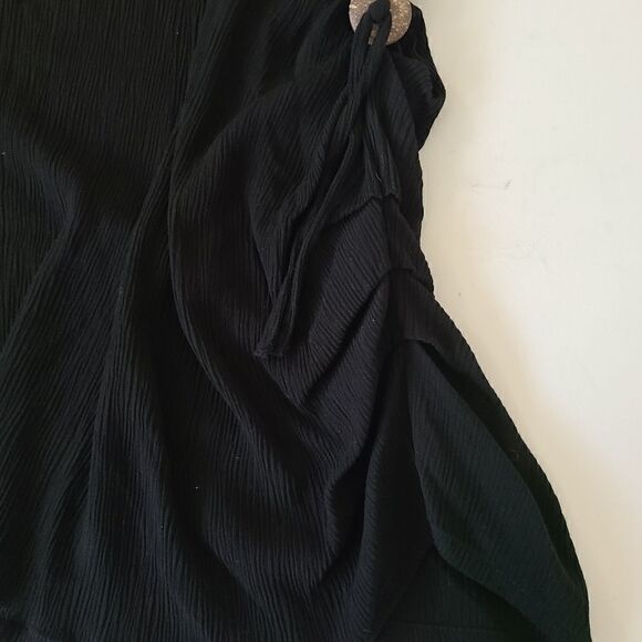 Vasna Women's Black Casual Midi Dress With Ruched Side Accent Size Medium - Picture 7 of 11